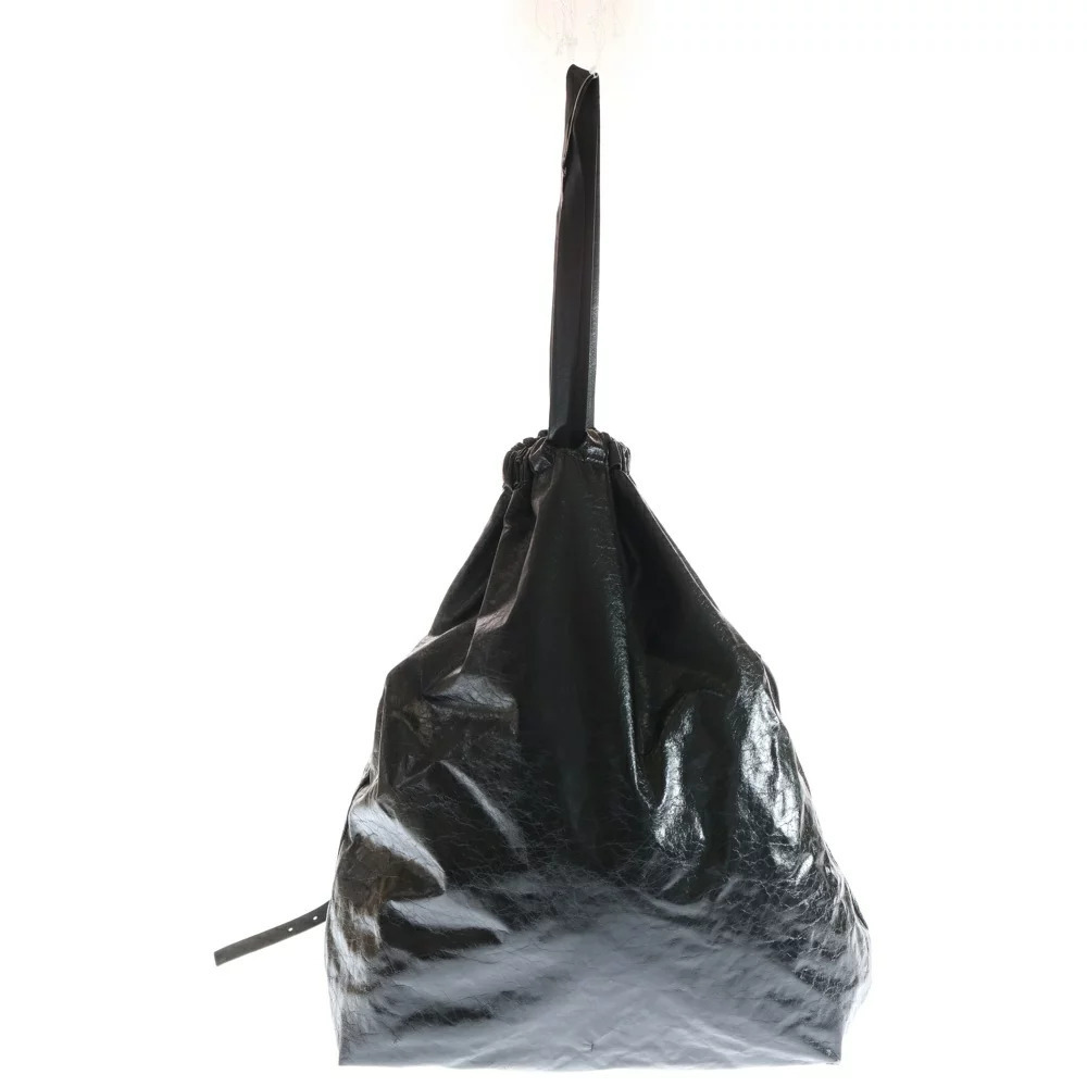BALENCIAGA TRASH BAG Leather Shoulder Black